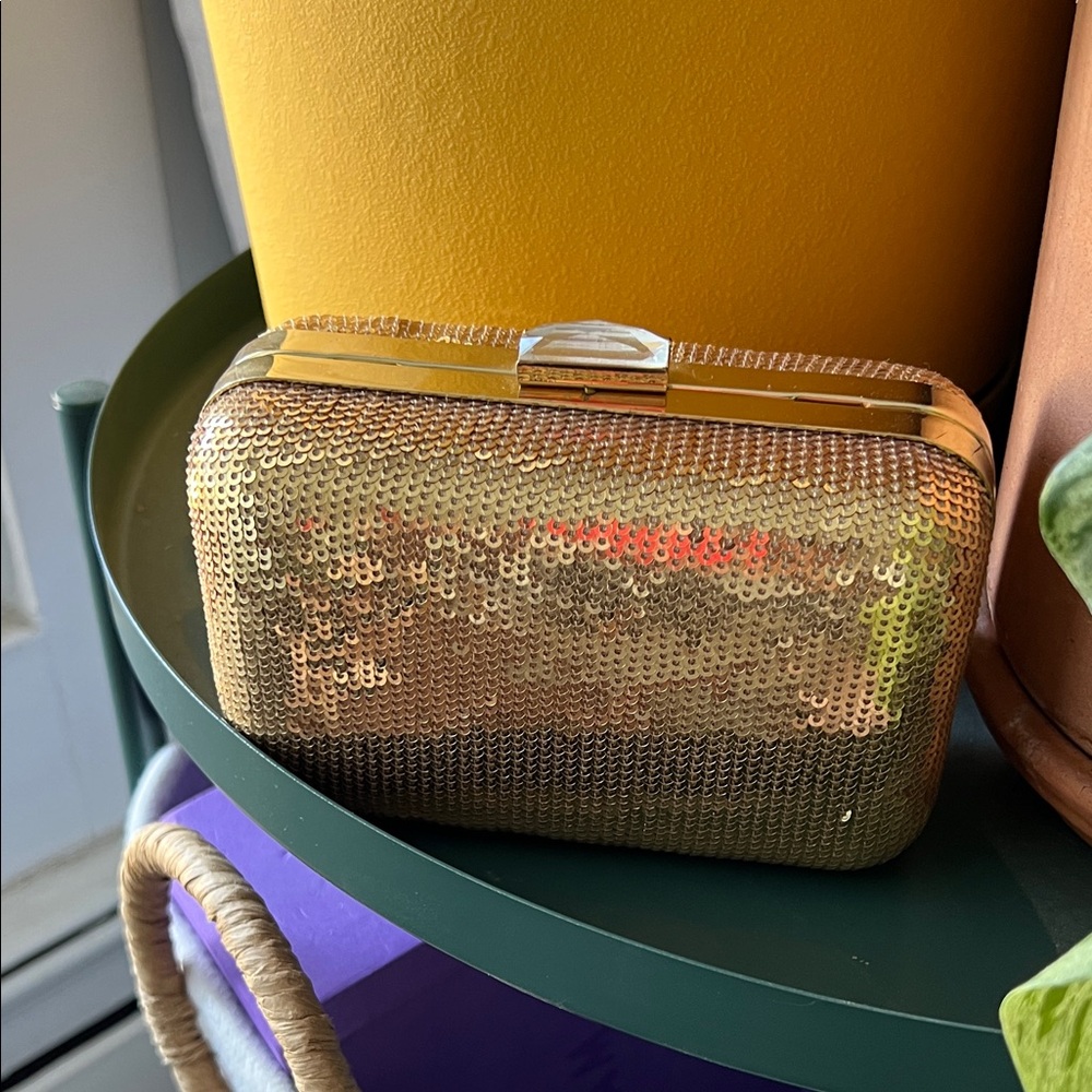 SOLD - Gold Sequin Evening Clutch